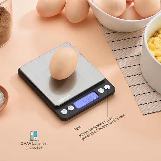 GRIFEMA Küchenwaage Digitale Profi (Hochpräzise 0.05g-500g)- Feinwaage mit LCD Display und 2 Batterien, Briefwaage Abstellautomatik und Tara, Kitchen Scale Klein mit 6 Maßeinheit