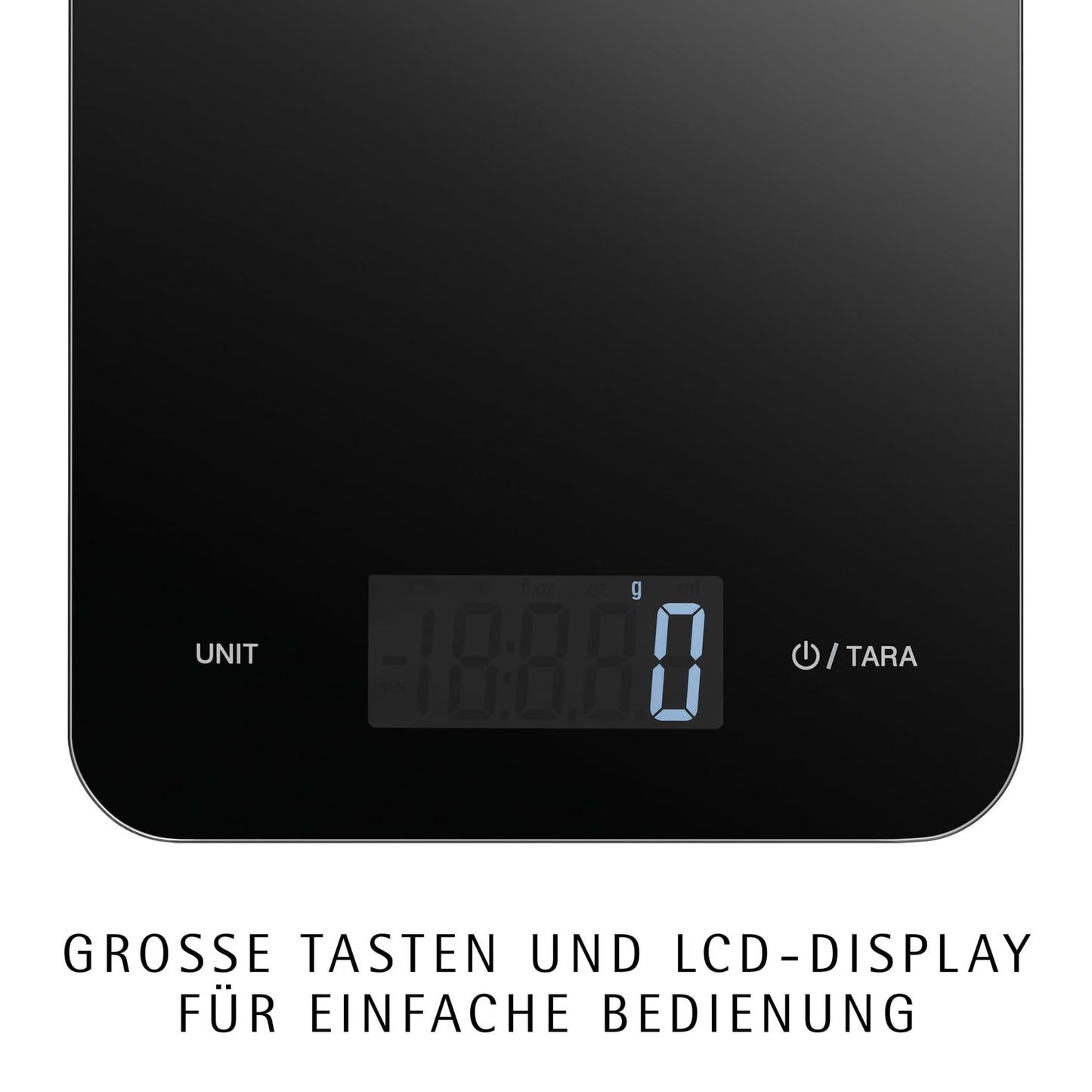 WMF Digitale Küchenwaage schwarz 23 x 15 x 2 cm, Backwaage, Haushaltswaage, Küchenwaage digital, Sicherheitsglas, grammgenau, Tara-Funktion, 5kg Maximalgewicht, schwarz