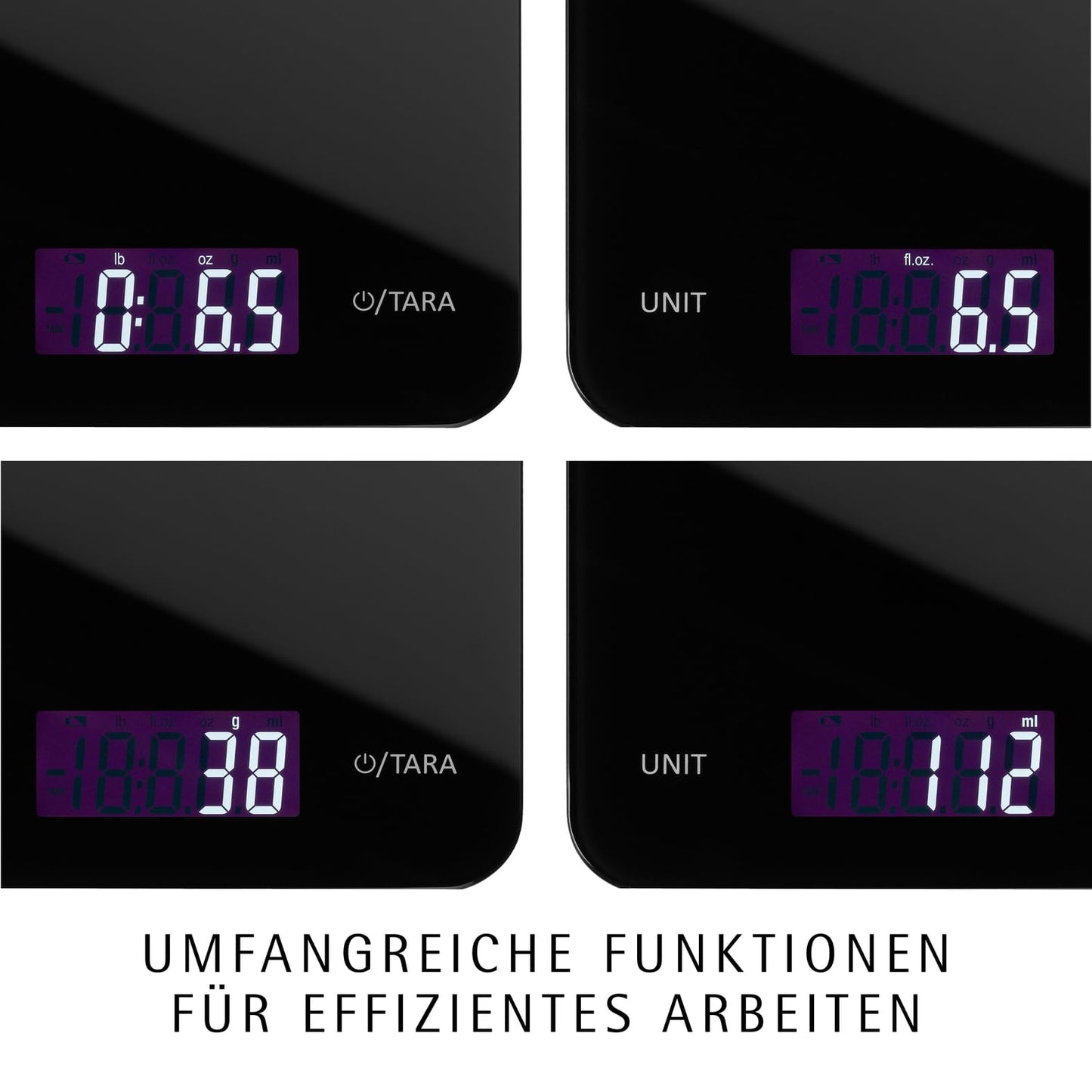 WMF Digitale Küchenwaage schwarz 23 x 15 x 2 cm, Backwaage, Haushaltswaage, Küchenwaage digital, Sicherheitsglas, grammgenau, Tara-Funktion, 5kg Maximalgewicht, schwarz