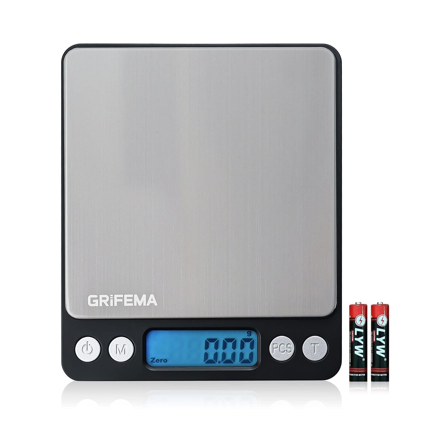 GRIFEMA Küchenwaage Digitale Profi (Hochpräzise 0.05g-500g)- Feinwaage mit LCD Display und 2 Batterien, Briefwaage Abstellautomatik und Tara, Kitchen Scale Klein mit 6 Maßeinheit