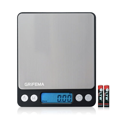 GRIFEMA Küchenwaage Digitale Profi (Hochpräzise 0.05g-500g)- Feinwaage mit LCD Display und 2 Batterien, Briefwaage Abstellautomatik und Tara, Kitchen Scale Klein mit 6 Maßeinheit