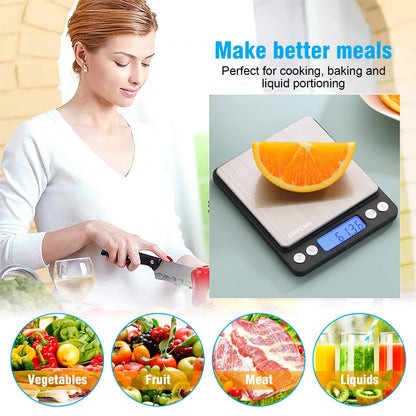 GRIFEMA Küchenwaage Digitale Profi (Hochpräzise 0.05g-500g)- Feinwaage mit LCD Display und 2 Batterien, Briefwaage Abstellautomatik und Tara, Kitchen Scale Klein mit 6 Maßeinheit